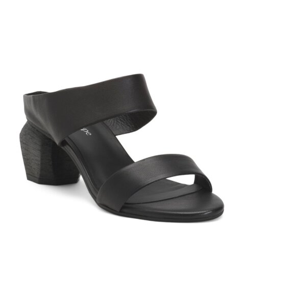 ANTELOPE Black Leather Amelia Heeled Comfort Sandals